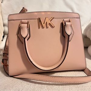 light pink and rose gold michael kors handbag